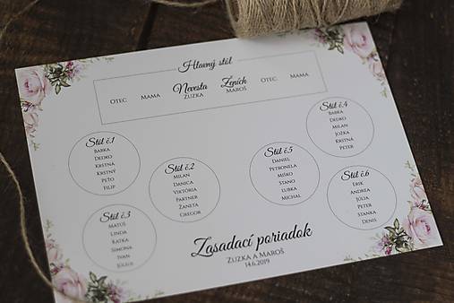 Papiernictvo - Zasadací poriadok "Ružový kvet" A2 - 10530406_