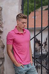 Pánske oblečenie - Pánske pólo tričko cyklaménovo ružové - 10529139_