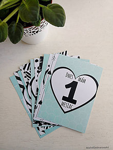 Papiernictvo - Míľnikové kartičky "Chic mint" (Tyrkysová) - 10535491_