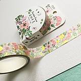 Papier - dekoračná papierová páska Ružové kvety - 10535344_