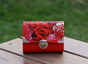 Peňaženky - Peněženka Růže Červená, 8 karet, 2 kapsy, na fotky - 10534483_
