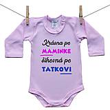 Detské oblečenie - Originálne ružové body Krásna po maminke, šikovná po tatkovi - 10535801_
