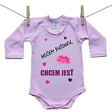 Detské oblečenie - Originálne ružové body Nečem pusinku, chcem jesť - 10535788_