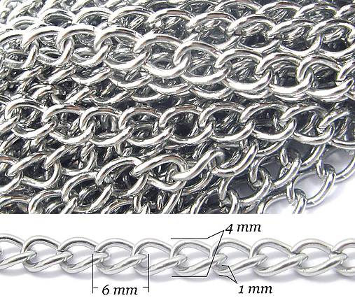 Komponenty - Oválna twist retiazka 6x4x1mm /M9503/ - nerez.oceľ 304 - 10538596_