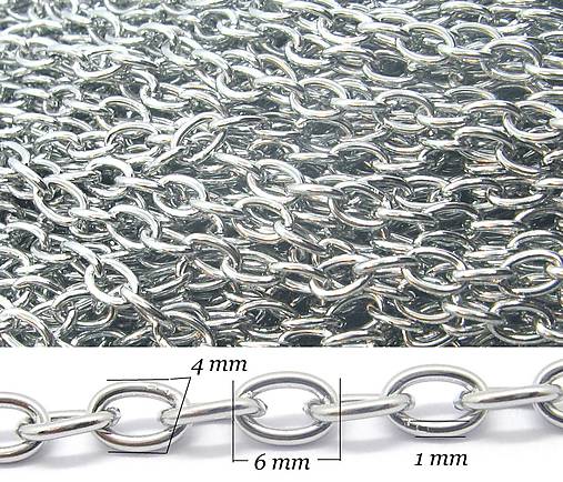Komponenty - Oválna retiazka 6x4x1mm /M9502/ - nerez.oceľ 304 - 10539335_