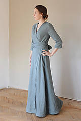 Šaty - Dámske ľanové zavinovacie šaty CHARLOTTE - dostupné v 30 farbách - 10538584_