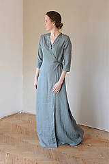 Šaty - Dámske ľanové zavinovacie šaty CHARLOTTE - dostupné v 30 farbách - 10538588_