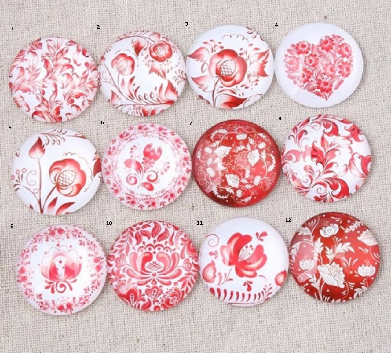 KA105 Kabošon folk červený 12 mm