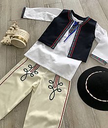 Detské oblečenie - Ľudový chlapčenský kroj s vestičkou Janko - 10537628_