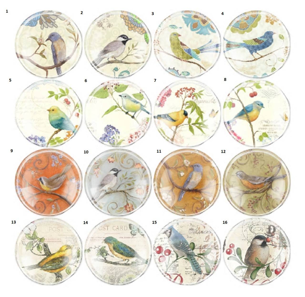 KA101 Kabošon vintage vtáčiky 12 mm