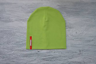 Detské čiapky - Čiapka Elastic kiwi zelená s menom (červený štítok) - 10540497_