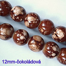 Korálky - Sklenené korálky GALACTIC-1ks (12mm-čokoládová) - 10544459_