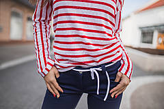 Topy, tričká, tielka - Dámske tričko s červeno bielymi pásikmi - 10548278_
