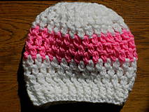Detské čiapky - hačkovaná čiapka - bielo ružová  - 10546470_