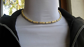 Pánske šperky - Pánsky náhrdelník okolo krku drevený - chirurgická oceľ - 10547701_