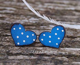 Náušnice - Heart dots mini // Blue - 10547395_