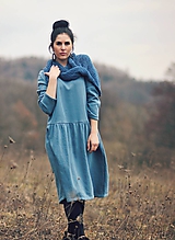 Šaty - Bavlněné šaty modrozelené - 10548852_