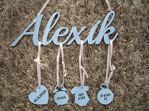 Dekorácie - Meno + údaje o narodení dieťatka - 10552406_