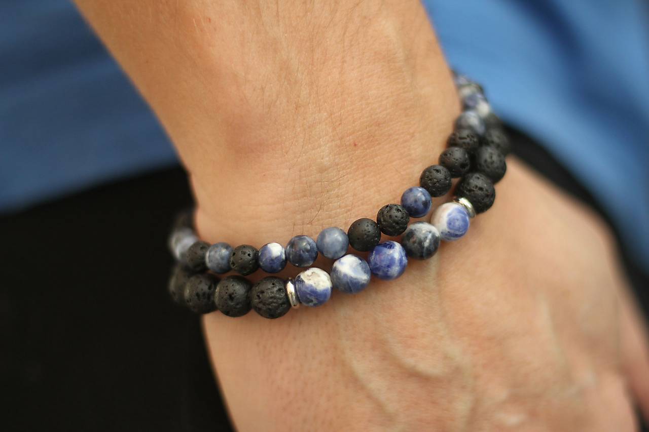 Duo Pánske náramky z minerálov sodalit a láva