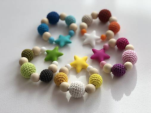 Melírové hryzátko Star / Crochet highlights teether Star (Fialová)