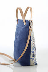 Kabelky - Ručne maľovaná crossbody ľanová kabelka "BlueRosie" - 10554209_
