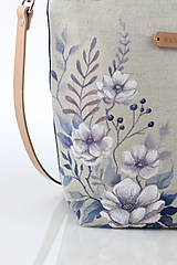 Kabelky - Ručne maľovaná crossbody ľanová kabelka "BlueRosie" - 10554219_