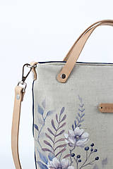 Kabelky - Ručne maľovaná crossbody ľanová kabelka "BlueRosie" - 10554242_