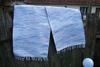 Úžitkový textil - Tkané koberce bielo-modro-žlto-oranžové 2 ks - 10553076_