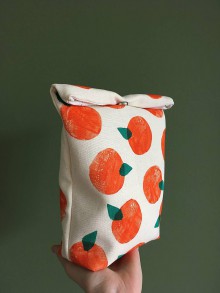 Úžitkový textil - Ušimi desiatové vrecúško pomaranč - 10556764_
