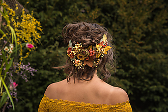 Ozdoby do vlasov - Kvetinová aplikácia "slnko v lese" - 10557415_