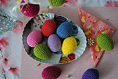 Dekorácie - Háčkované farebné veľkonočné vajíčka (kraslice) (Koralová) - 10559966_