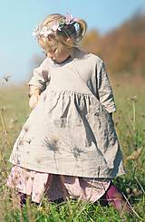 Detské oblečenie - Lněné šatičky Sand (116) - 10566804_