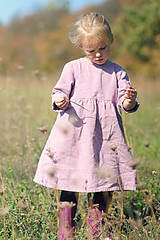 Detské oblečenie - Lněné šatičky Mauve (104) - 10566828_