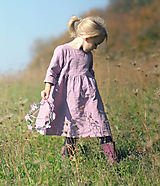 Detské oblečenie - Lněné šatičky Mauve (104) - 10566829_