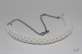 Náhrdelníky - náhrdelník dutinkový polovičný (náhrdelník biely) - 10569491_
