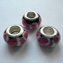 Korálky - Pandora sklo 9x14mm-1ks (st.ružové očká) - 10572910_