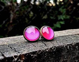 Náušnice - Starobronzové puzetové náušnice s ružovými kamienkami - 10573889_