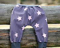 Detské oblečenie - Softshellky s hvězdami - šedo/růžové - 10571647_