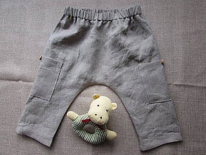 Detské oblečenie - Baby ľanové nohavice - 10576691_