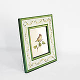 Rámiky - Ručne maľovaný rámček so zelenými lístočkami (rám 17cm*21cm,veľkosť fotografie je 9x13 cm) - 10575498_