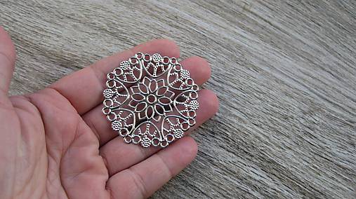 Komponenty - Filigrán mandala, platina 5 cm, 1 ks - 10576994_
