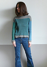 Svetre a kardigány - zeleno-modro-šedý pulover - 10577633_