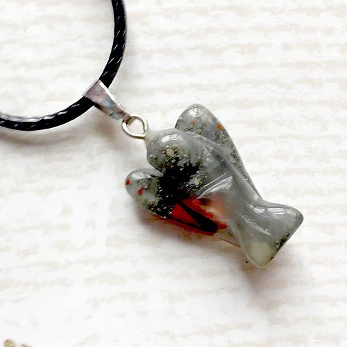 Simple Gemstone Angel Necklace / Náhrdelník anjel s minerálom #2057