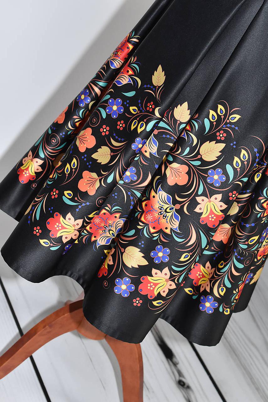 Saténová sukňa "farebné kvety"