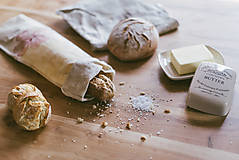 Príbory, varešky, pomôcky - ChleBag - Ľanové voskované vrecko na chlieb/pečivo (Čierna strom) - 10578833_