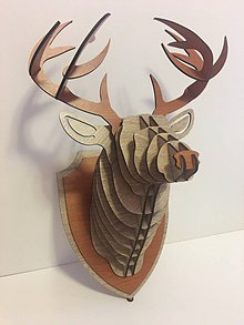 Dekorácie - 3D trofej - jelen, byk, muflon - 10579189_