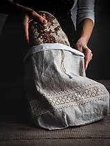 Úžitkový textil - Podšité vrecko na chlieb z ľanového plátna - 10580638_