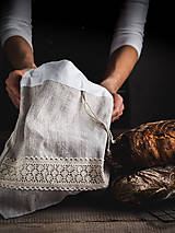 Úžitkový textil - Podšité vrecko na chlieb z ľanového plátna - 10580639_
