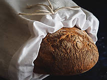 Úžitkový textil - Podšité vrecko na chlieb z ľanového plátna - 10580646_