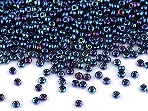  - Rokajl 11/0 - 2,1 mm, 50g - s modrozeleným iris efektom - 10578918_